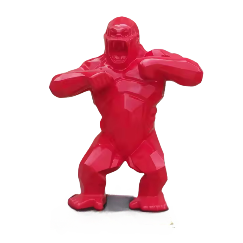 Statue gorille rouge