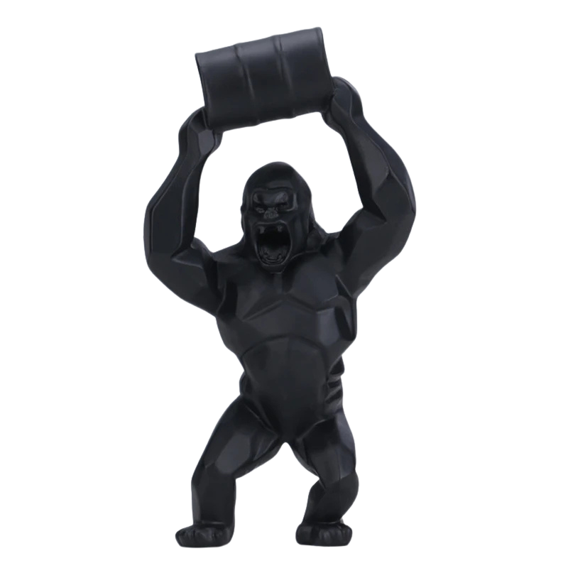Statue gorille avec baril
