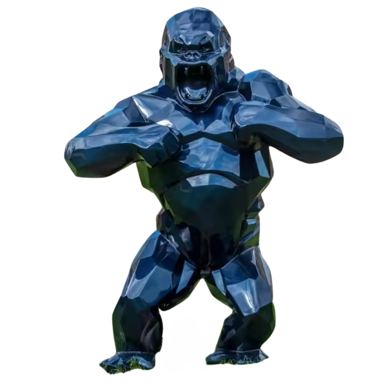 Statue gorille bleue