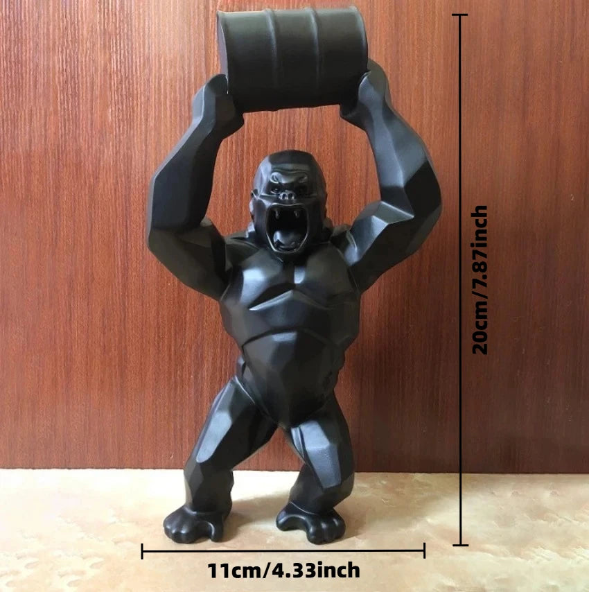 Statue gorille avec baril