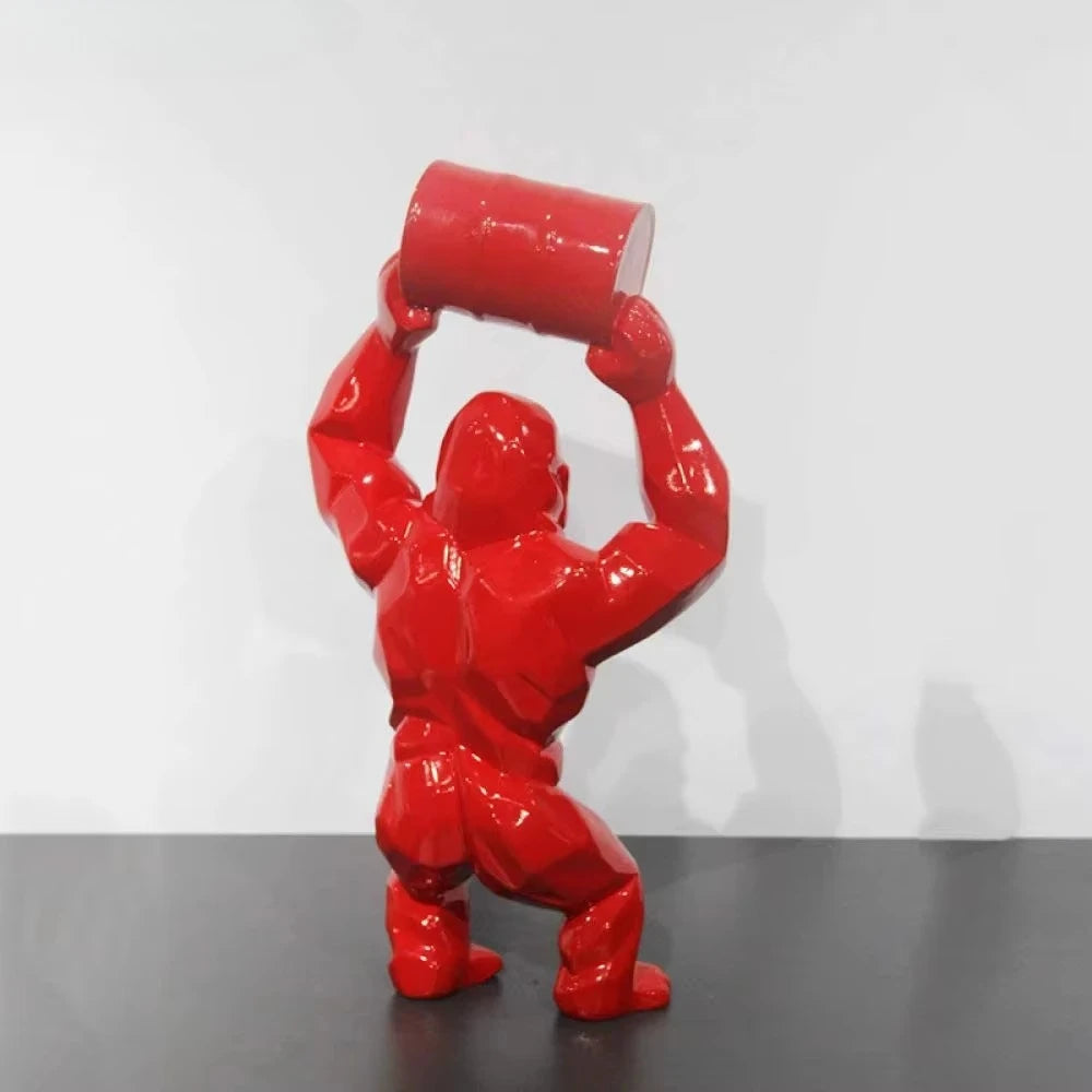 Statue gorille avec baril