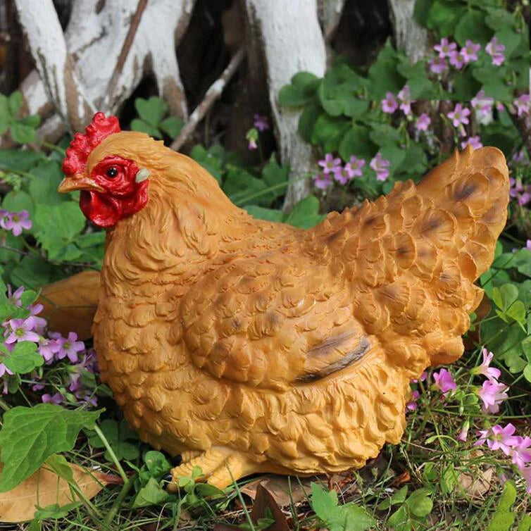 Statues de jardin poules