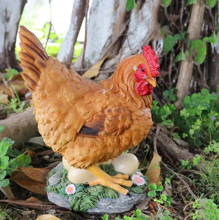 Statues de jardin poules