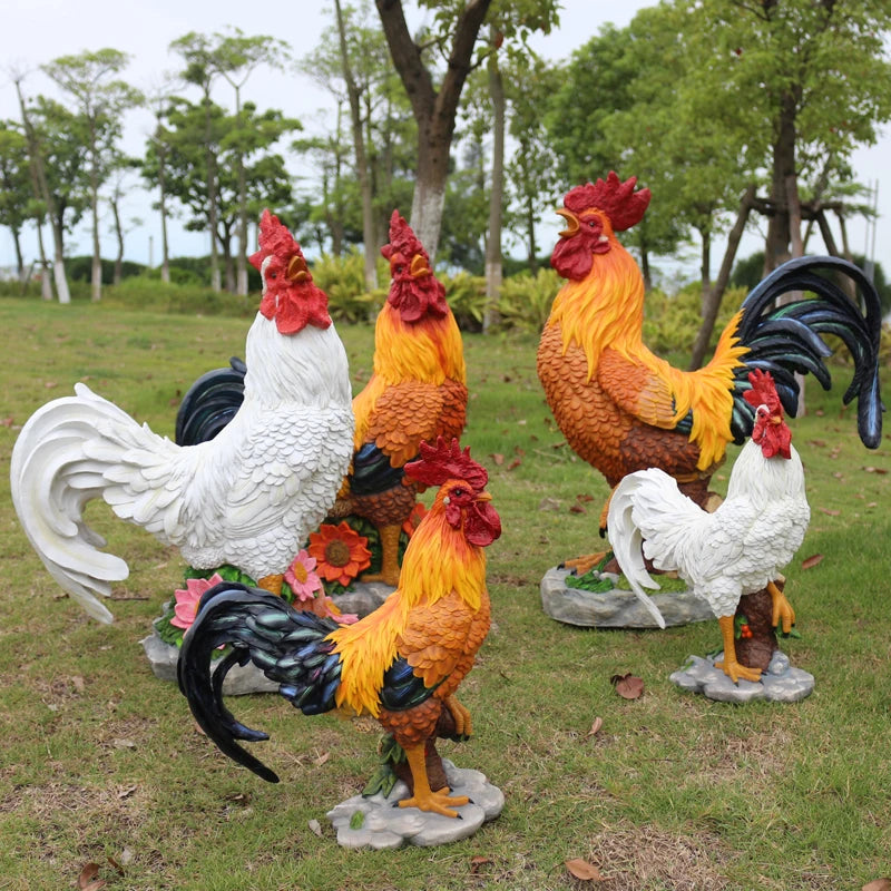 Statues de jardin poules