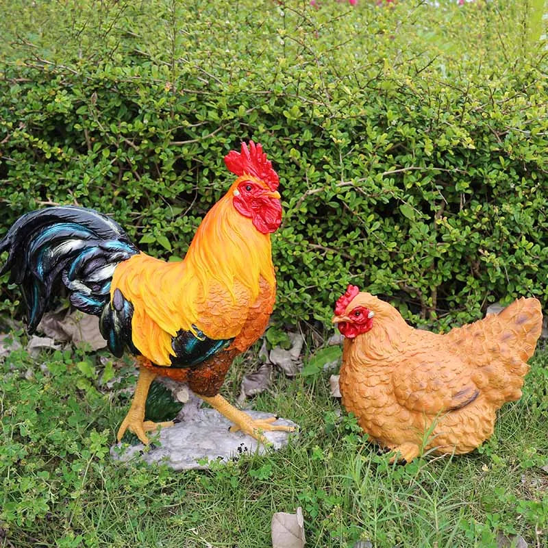 Statues de jardin poules