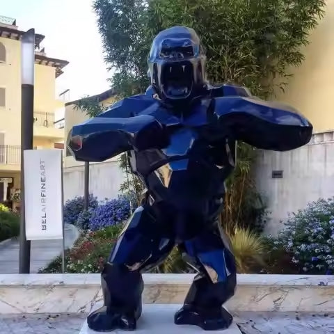 Statue gorille bleue
