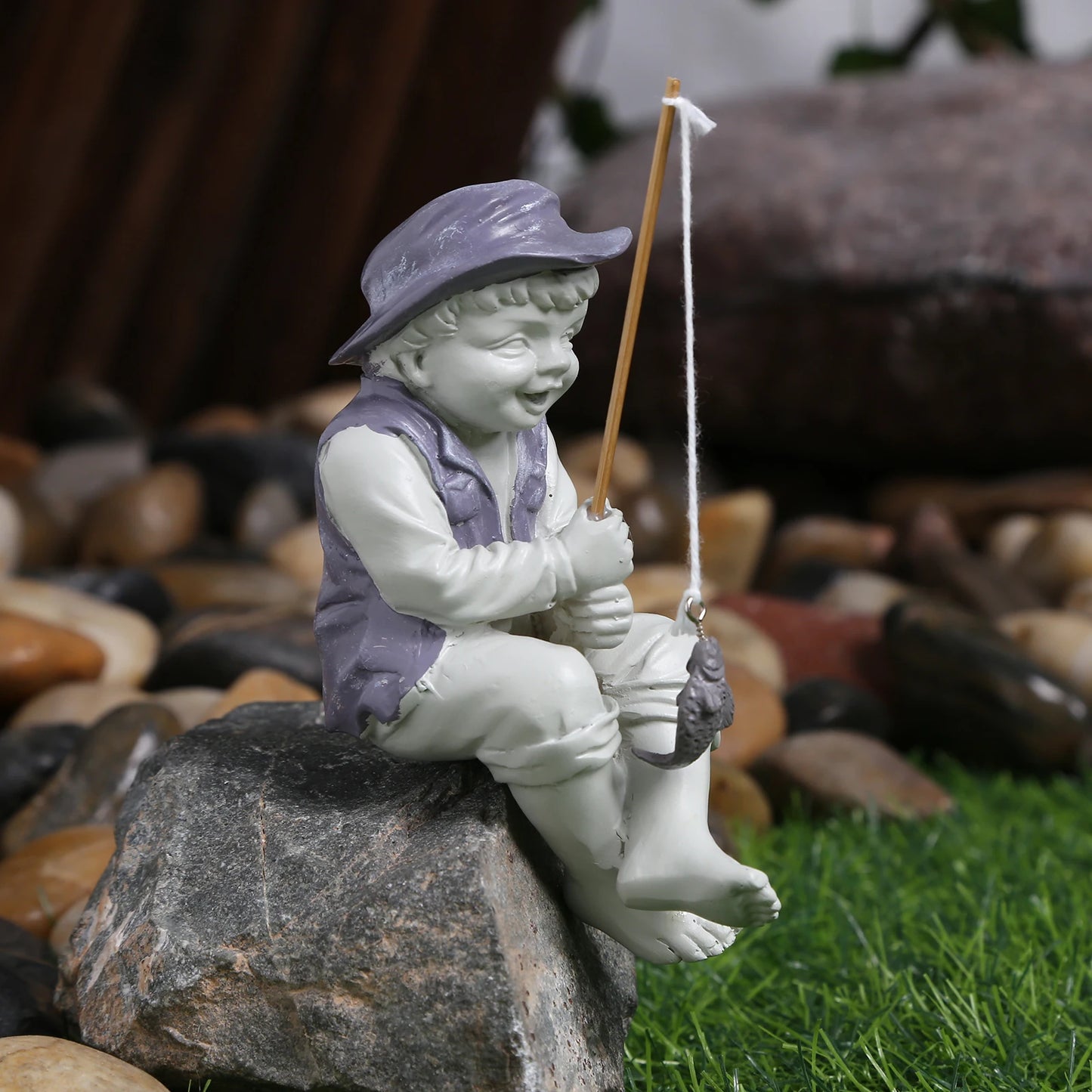 Statue de jardin pêcheur