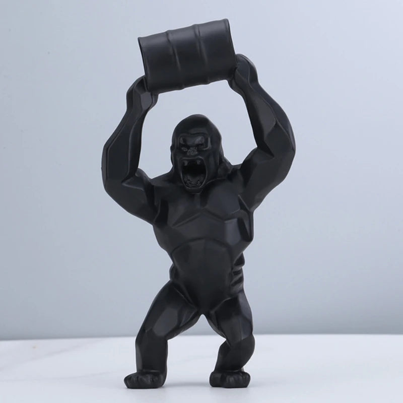 Statue gorille avec baril