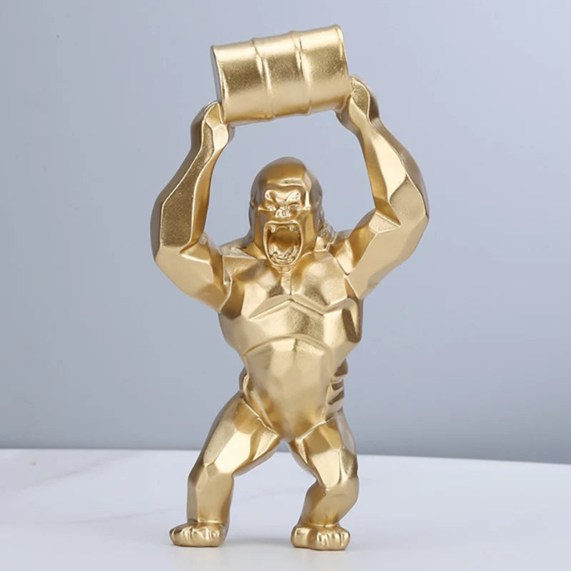 Statue gorille avec baril